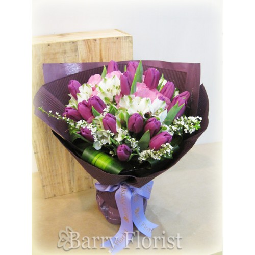 BOU 0017 20支紫色屈金香 + 季節性襯花